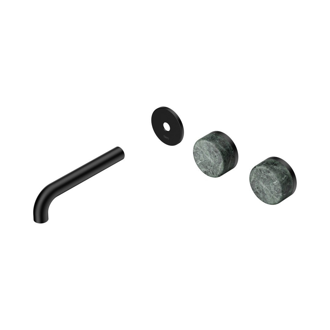 Nero Serenity Wall Basin Set 160Mm Offset Spout Matte Black - Verde Alpi Handle Trim Kit Only