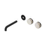 Nero Serenity Wall Basin Set 160Mm Offset Spout - Matte Black Rome Travertine Handle Trim Kit Only