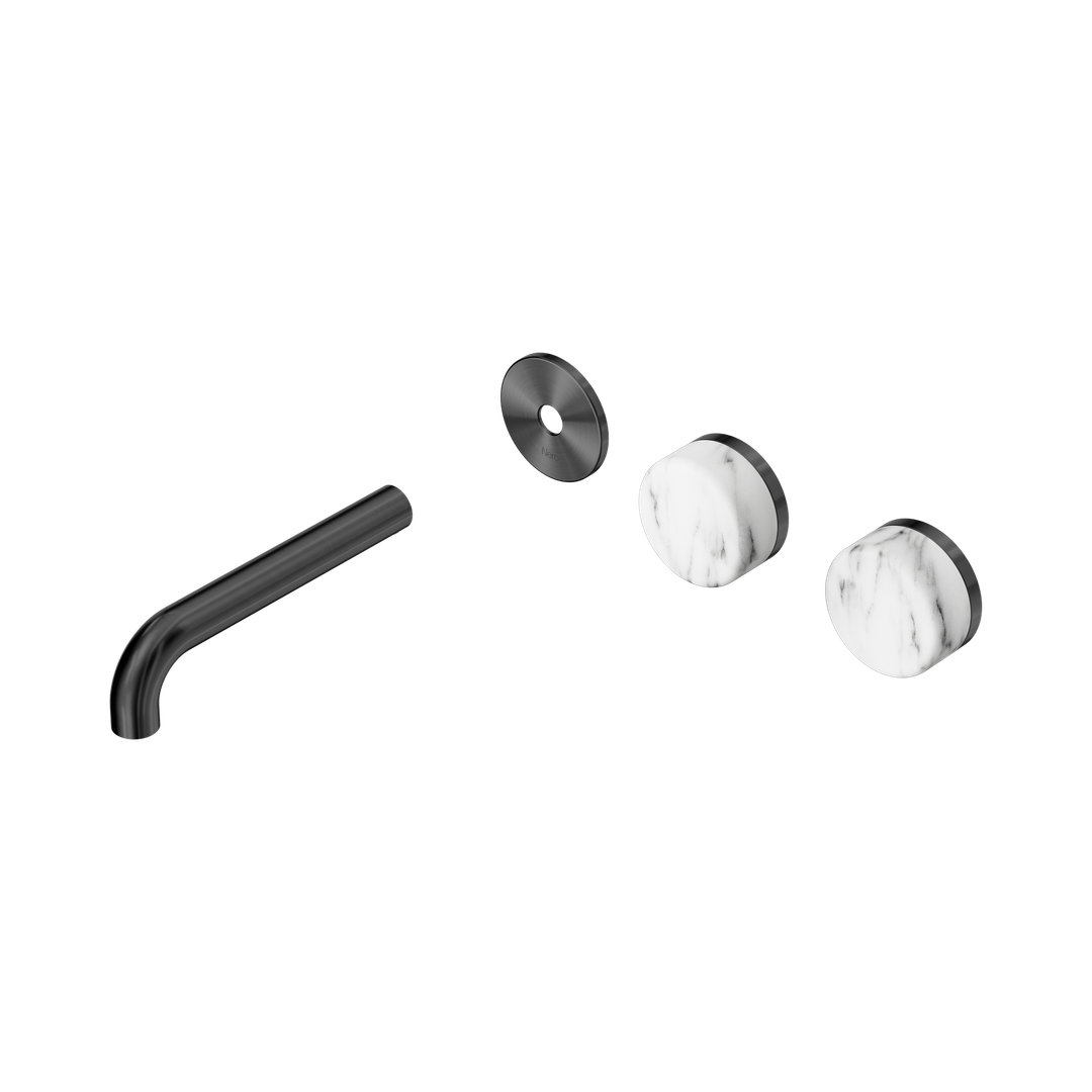 Nero Serenity Wall Basin Set 160Mm Offset Spout - Gunmetal Arabescato Corchia Handle Trim Kit Only