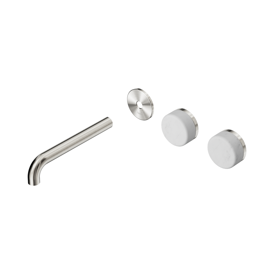 Nero Serenity Wall Basin Set 185Mm Offset Spout Brushed Nickel - Carrara Handle Trim Kit Only