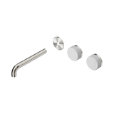 Nero Serenity Wall Basin Set 185Mm Offset Spout Brushed Nickel - Carrara Handle Trim Kit Only
