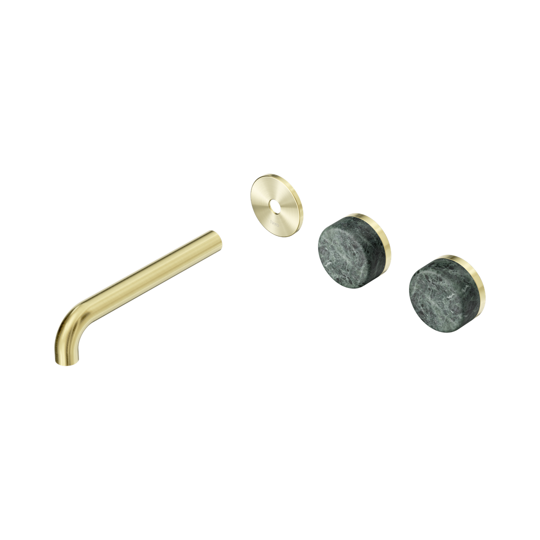Nero Serenity Wall Basin Set 185Mm Offset Spout Brushed Gold - Verde Alpi Handle Trim Kit Only