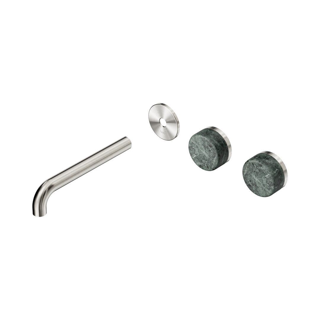 Nero Serenity Wall Basin Set 185Mm Offset Spout - Brushed Nickel Verde Alpi Handle Trim Kit Only
