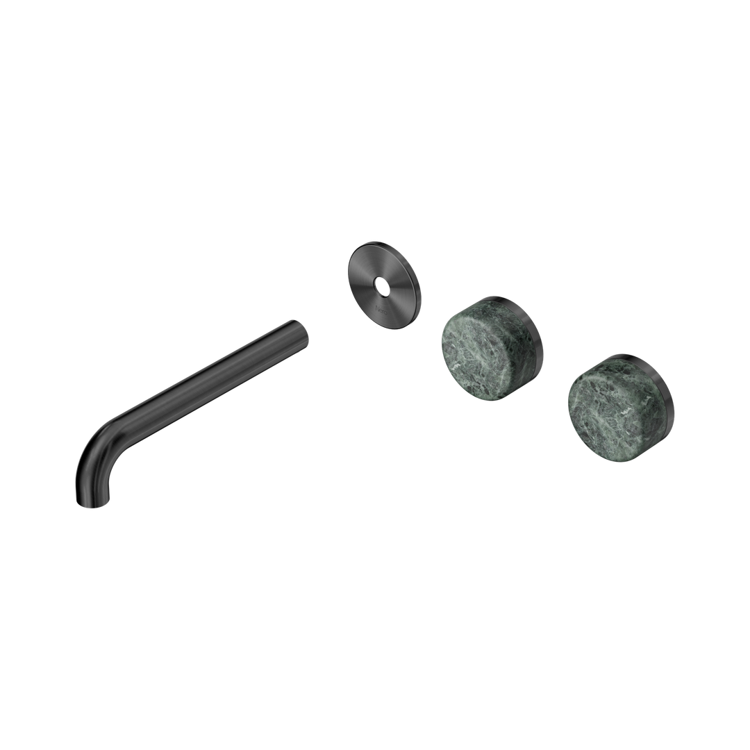 Nero Serenity Wall Basin Set 185Mm Offset Spout Gunmetal - Verde Alpi Handle Trim Kit Only