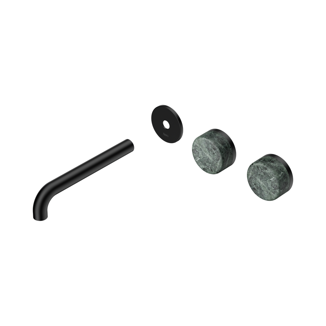 Nero Serenity Wall Basin Set 185Mm Offset Spout Matte Black - Verde Alpi Handle Trim Kit Only