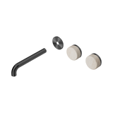 Nero Serenity Wall Basin Set 185Mm Offset Spout - Gunmetal Rome Travertine Handle Trim Kit Only