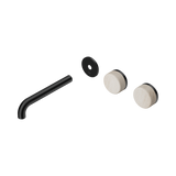 Nero Serenity Wall Basin Set 185Mm Offset Spout - Matte Black Rome Travertine Handle Trim Kit Only