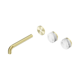 Nero Serenity Wall Basin Set 185Mm Offset Spout - Brushed Gold Corchia Handle Trim Kit Only