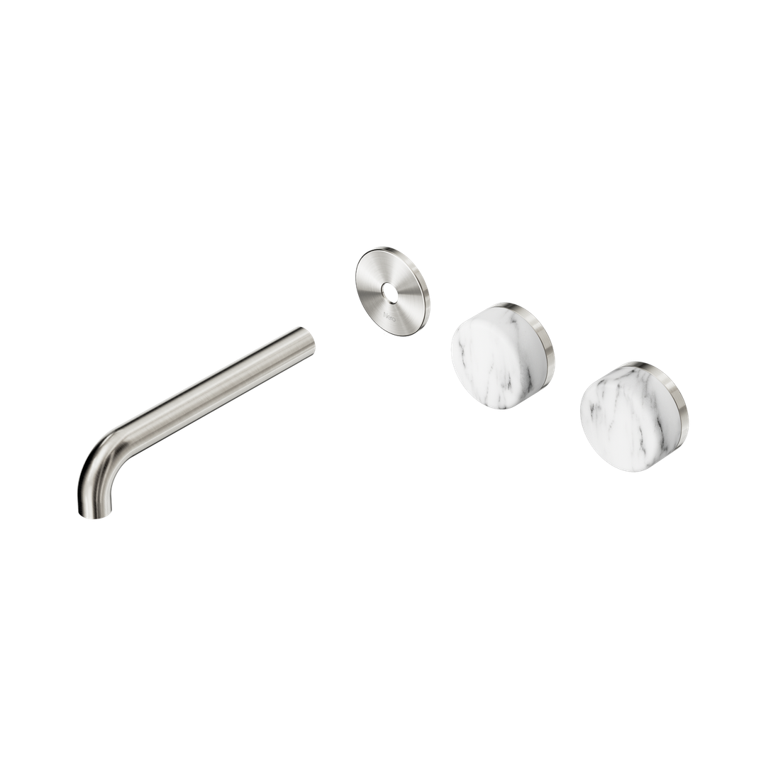 Nero Serenity Wall Basin Set 185Mm Offset Spout - Brushed Nickel Corchia Handle Trim Kit Only