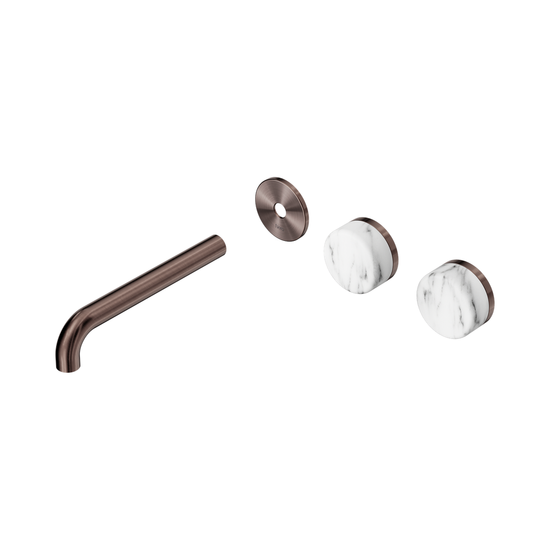 Nero Serenity Wall Basin Set 185Mm Offset Spout - Brushed Bronze Corchia Handle Trim Kit Only