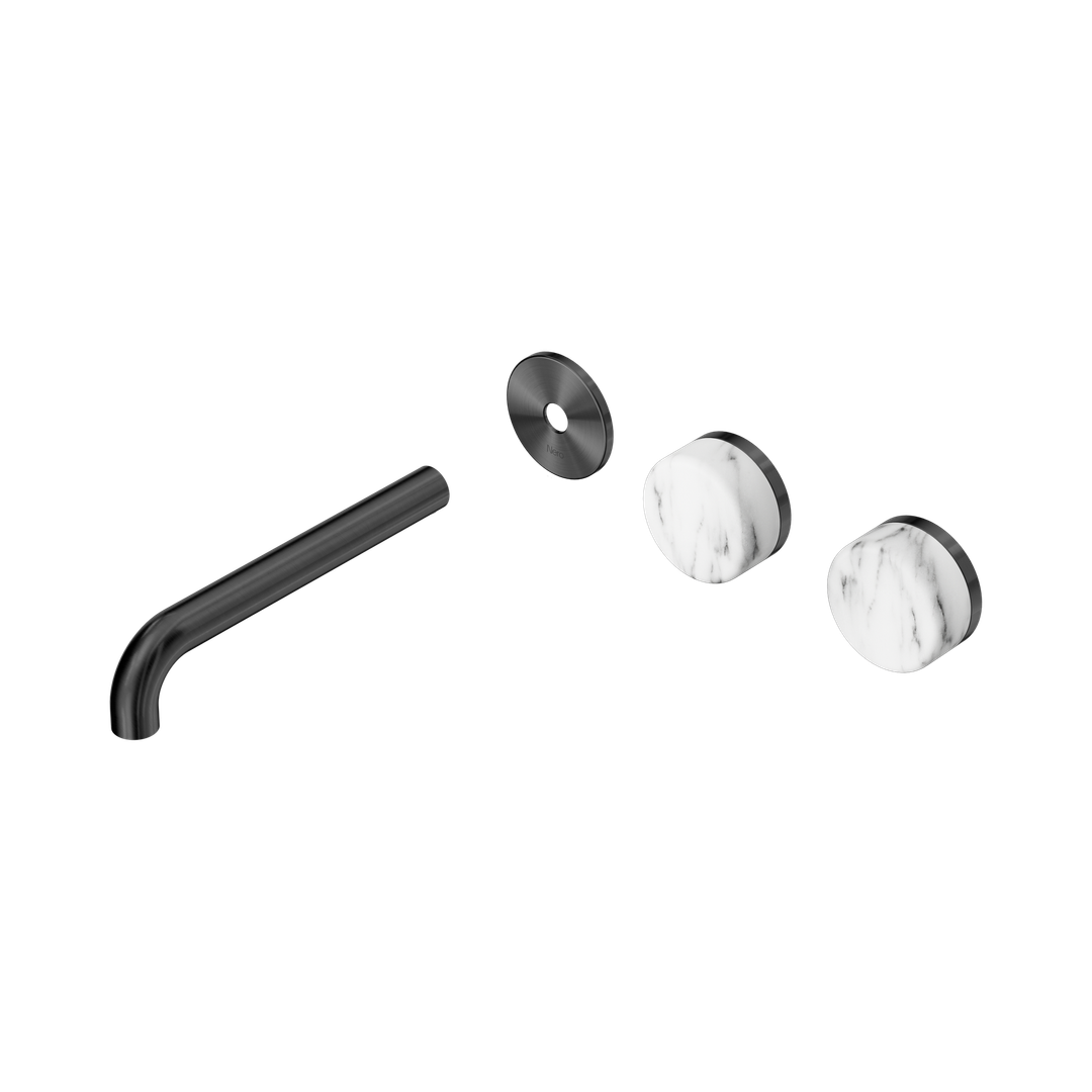 Nero Serenity Wall Basin Set 185Mm Offset Spout - Gunmetal Arabescato Corchia Handle Trim Kit Only