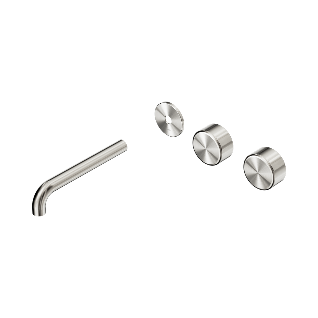 Nero Serenity Wall Basin Set 185Mm Offset Spout Brushed Nickel - Metal Handle Trim Kit Only