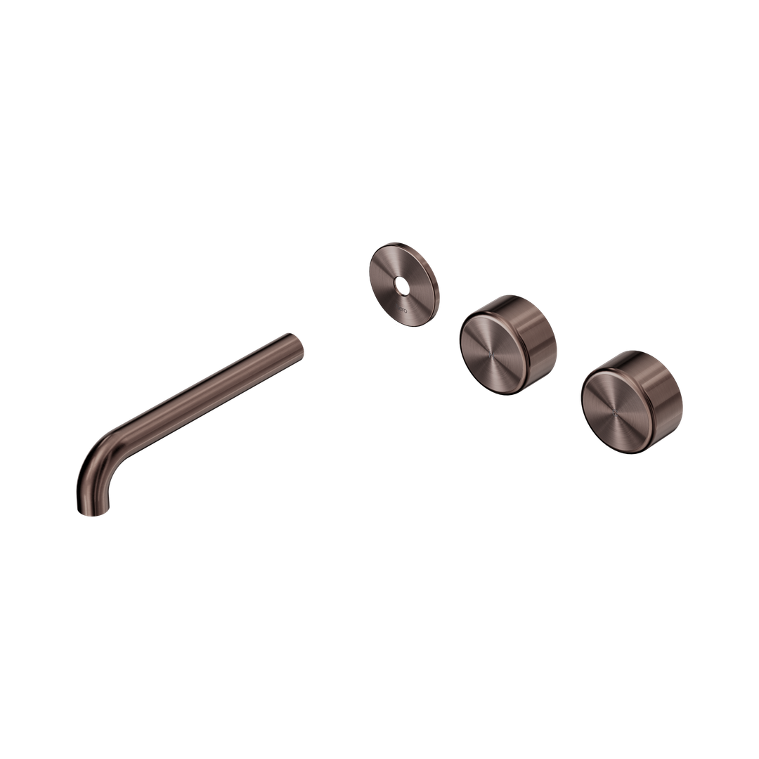 Nero Serenity Wall Basin Set 185Mm Offset Spout Brushed Bronze - Metal Handle Trim Kit Only
