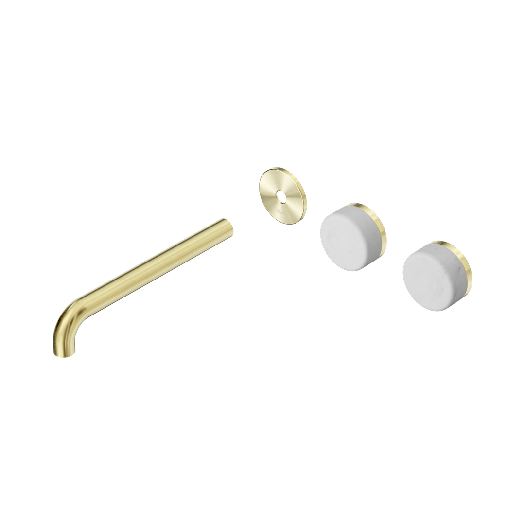 Nero Serenity Wall Basin Set 220Mm Offset Spout Brushed Gold - Carrara Handle Trim Kit Only