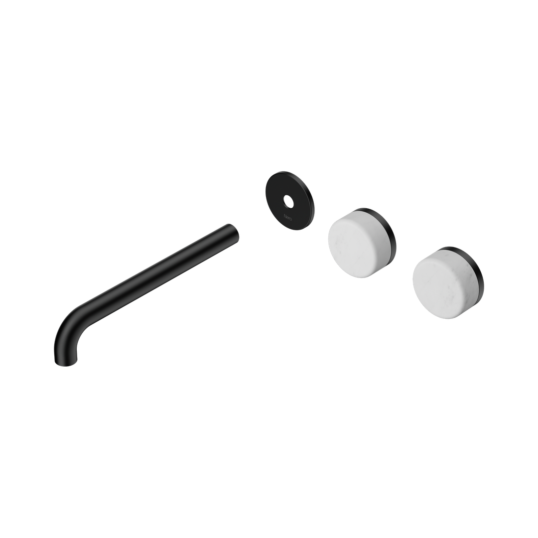 Nero Serenity Wall Basin Set 220Mm Offset Spout Matte Black - Carrara Handle Trim Kit Only