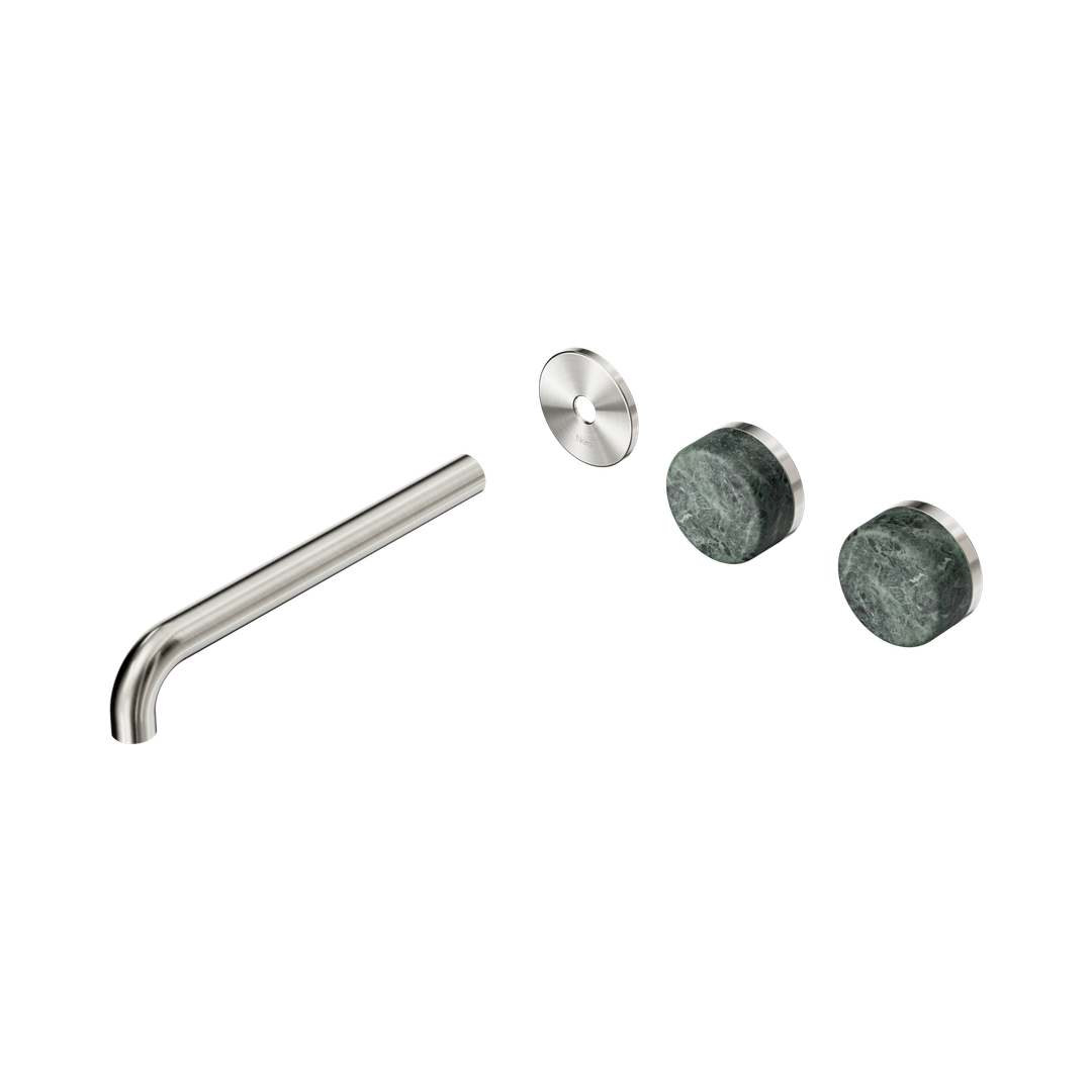 Nero Serenity Wall Basin Set 220Mm Offset Spout - Brushed Nickel Verde Alpi Handle Trim Kit Only