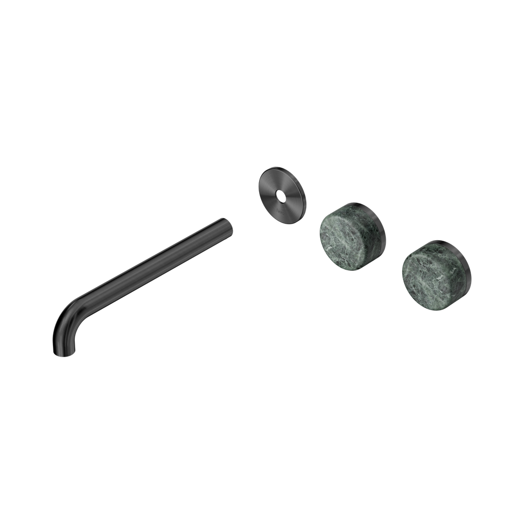 Nero Serenity Wall Basin Set 220Mm Offset Spout Gunmetal - Verde Alpi Handle Trim Kit Only