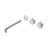 Nero Serenity Wall Basin Set 220Mm Offset Spout Chrome - Rome Travertine Handle Trim Kit Only