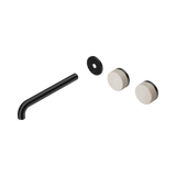 Nero Serenity Wall Basin Set 220Mm Offset Spout - Matte Black Rome Travertine Handle Trim Kit Only