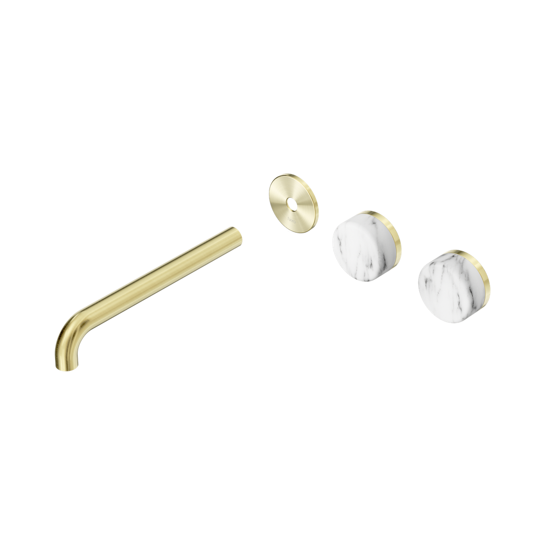 Nero Serenity Wall Basin Set 220Mm Offset Spout - Brushed Gold Corchia Handle Trim Kit Only