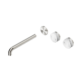 Nero Serenity Wall Basin Set 220Mm Offset Spout - Brushed Nickel Corchia Handle Trim Kit Only