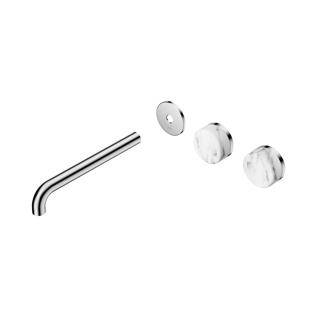 Nero Serenity Wall Basin Set 220Mm Offset Spout - Chrome Arabescato Corchia Handle Trim Kit Only