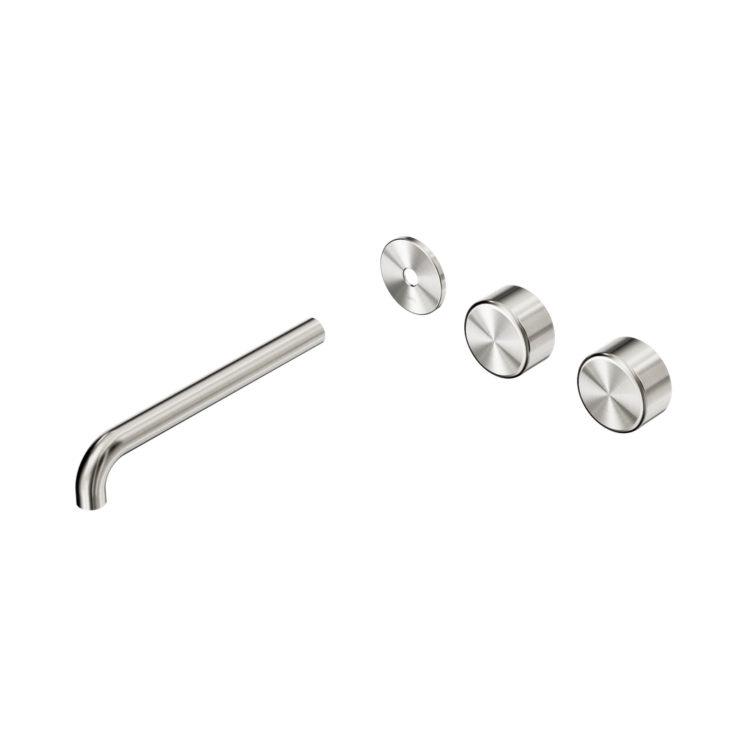 Nero Serenity Wall Basin Set 220Mm Offset Spout Brushed Nickel - Metal Handle Trim Kit Only