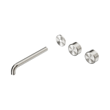 Nero Serenity Wall Basin Set 220Mm Offset Spout Brushed Nickel - Metal Handle Trim Kit Only
