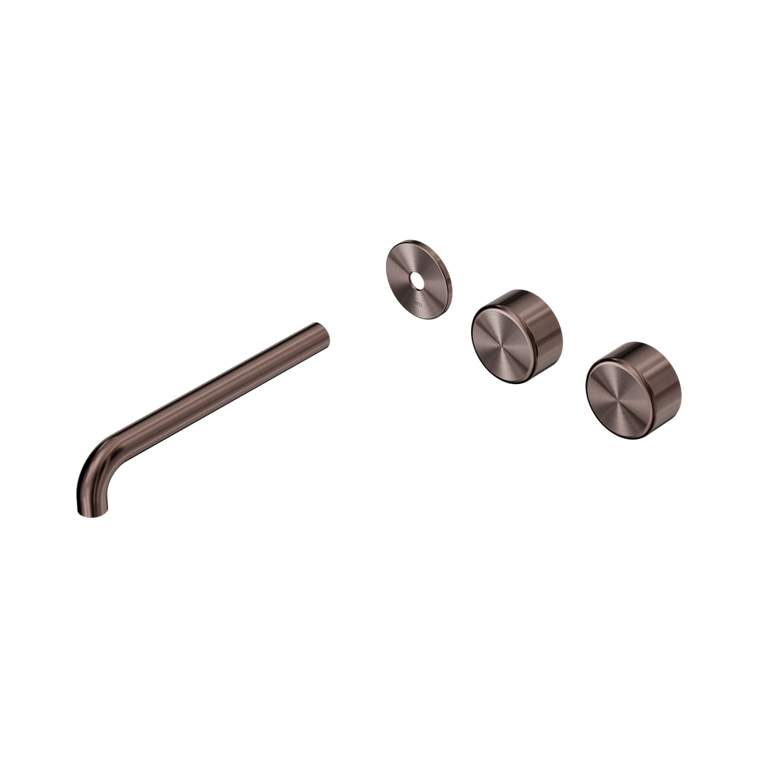 Nero Serenity Wall Basin Set 220Mm Offset Spout Brushed Bronze - Metal Handle Trim Kit Only