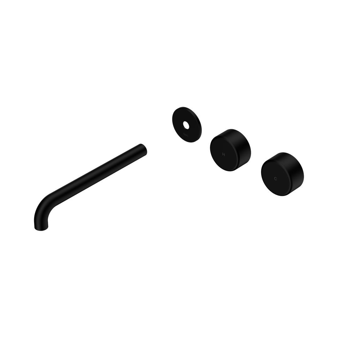 Nero Serenity Wall Basin Set 220Mm Offset Spout Matte Black - Metal Handle Trim Kit Only