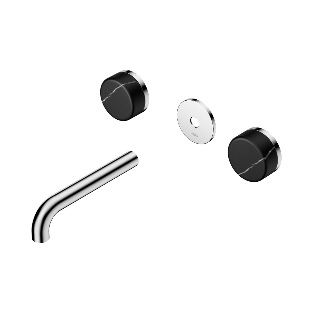Nero Serenity Wall Basin Set 160Mm Spout Chrome - Marquina Black Handle Trim Kit Only