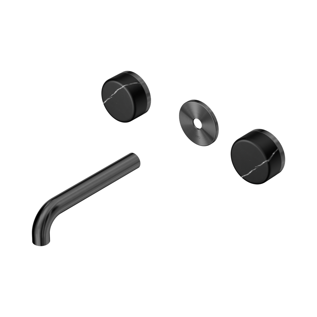 Nero Serenity Wall Basin Set 160Mm Spout Gunmetal - Marquina Black Handle Trim Kit Only