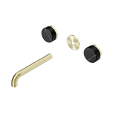 Nero Serenity Wall Basin Set 185Mm Spout Brushed Gold - Marquina Black Handle Trim Kit Only