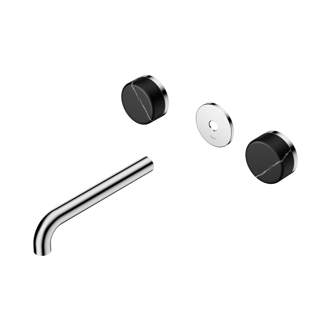 Nero Serenity Wall Basin Set 185Mm Spout Chrome - Marquina Black Handle Trim Kit Only