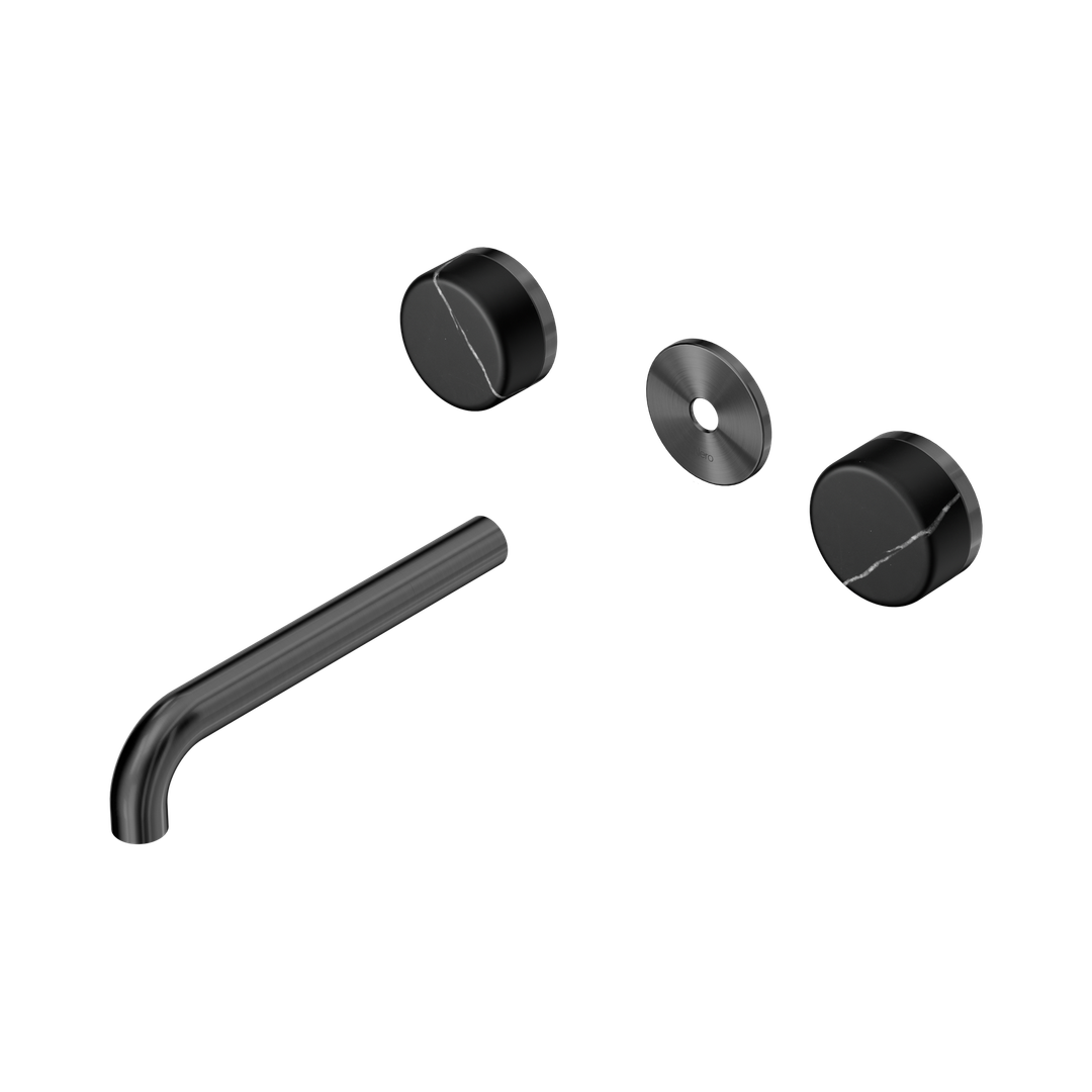 Nero Serenity Wall Basin Set 185Mm Spout Gunmetal - Marquina Black Handle Trim Kit Only