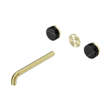 Nero Serenity Wall Basin Set 220Mm Spout Brushed Gold - Marquina Black Handle Trim Kit Only