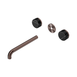 Nero Serenity Wall Basin Set 220Mm Spout Brushed Bronze - Marquina Black Handle Trim Kit Only