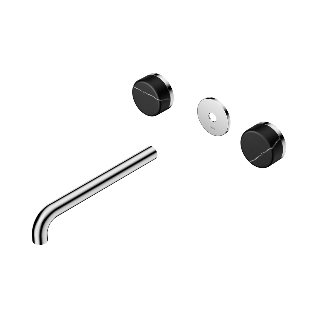 Nero Serenity Wall Basin Set 220Mm Spout Chrome - Marquina Black Handle Trim Kit Only
