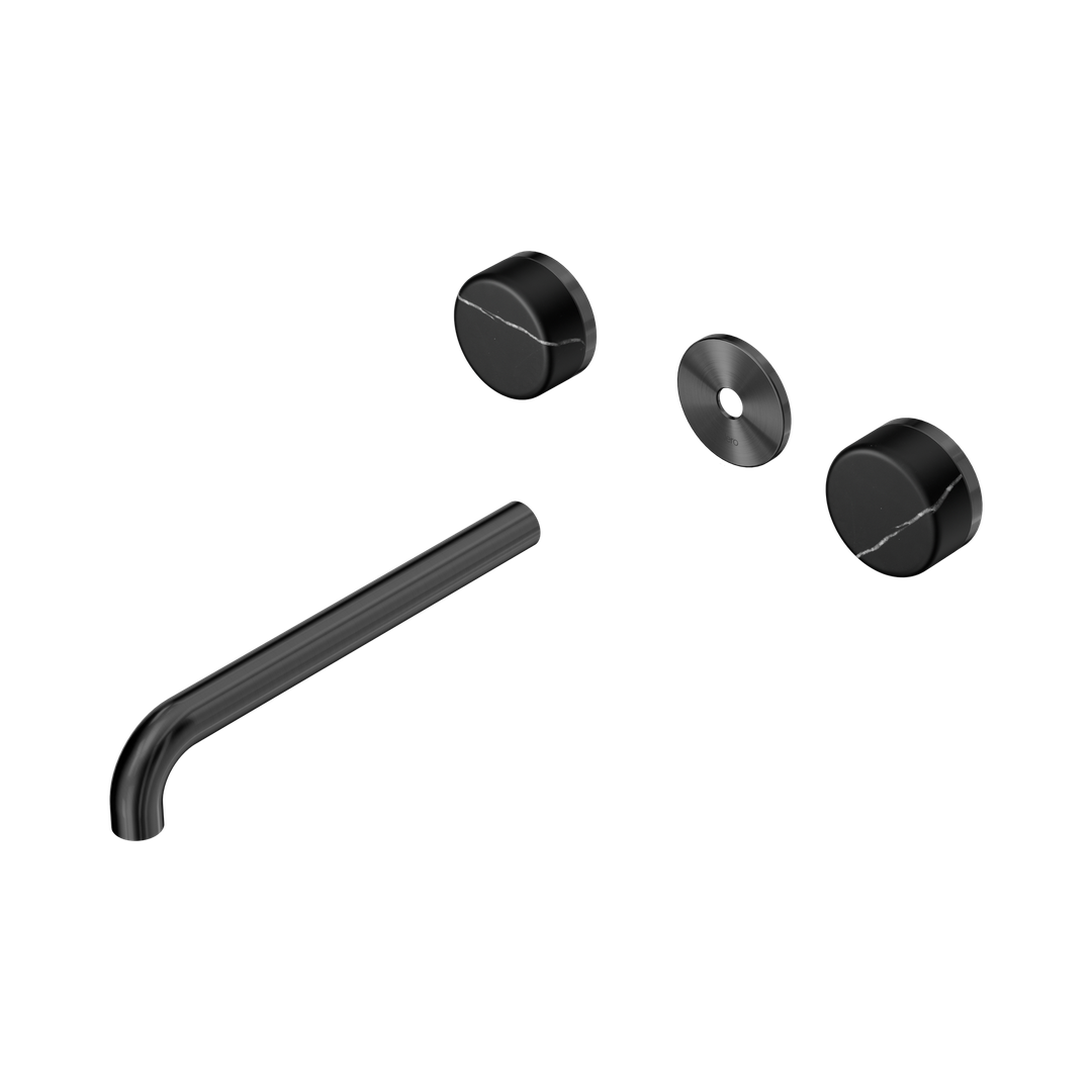 Nero Serenity Wall Basin Set 220Mm Spout Gunmetal - Marquina Black Handle Trim Kit Only