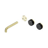 Nero Serenity Wall Basin Set 160Mm Offset Spout - Brushed Gold Marquina Black Handle Trim Kit Only