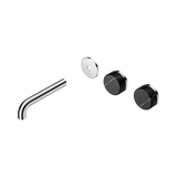 Nero Serenity Wall Basin Set 160Mm Offset Spout - Chrome Marquina Black Handle Trim Kit Only