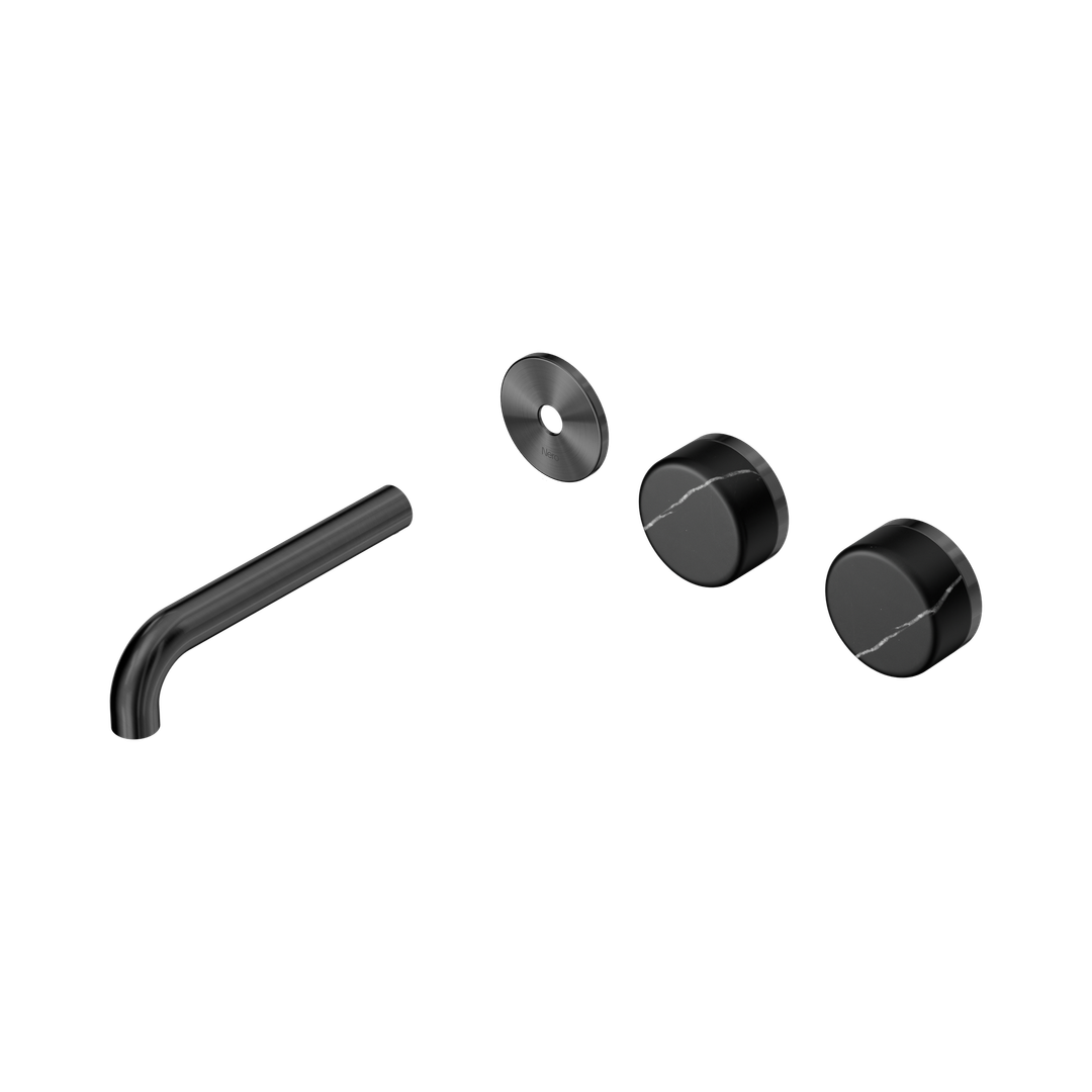 Nero Serenity Wall Basin Set 160Mm Offset Spout - Gunmetal Marquina Black Handle Trim Kit Only