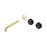 Nero Serenity Wall Basin Set 185Mm Offset Spout - Brushed Gold Marquina Black Handle Trim Kit Only