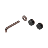Nero Serenity Wall Basin Set 185Mm Offset Spout - Brushed Bronze Marquina Black Handle Trim Kit