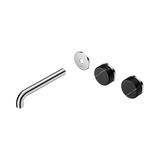 Nero Serenity Wall Basin Set 185Mm Offset Spout - Chrome Marquina Black Handle Trim Kit Only