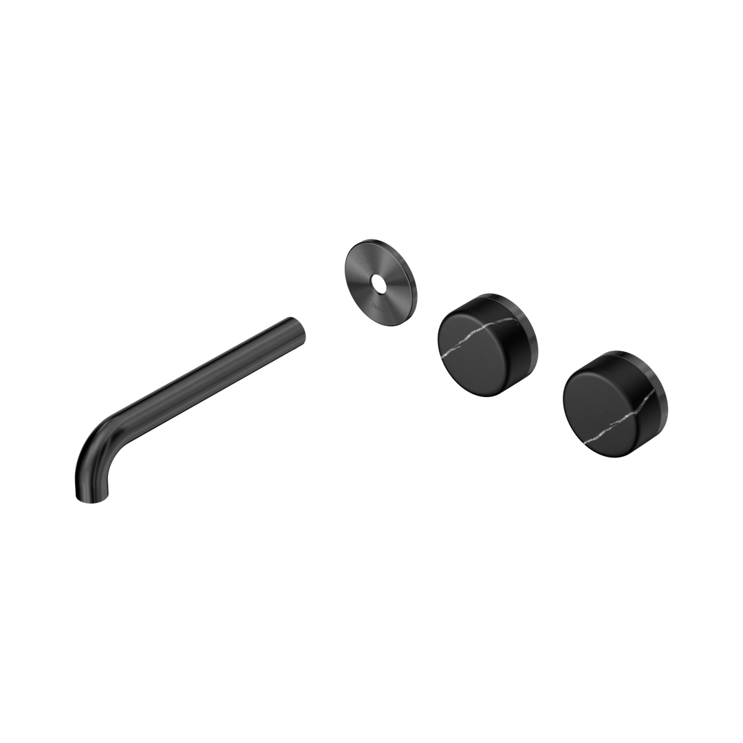 Nero Serenity Wall Basin Set 185Mm Offset Spout - Gunmetal Marquina Black Handle Trim Kit Only