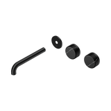 Nero Serenity Wall Basin Set 185Mm Offset Spout - Matte Black Marquina Black Handle Trim Kit Only