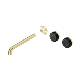 Nero Serenity Wall Basin Set 220Mm Offset Spout - Brushed Gold Marquina Black Handle Trim Kit Only