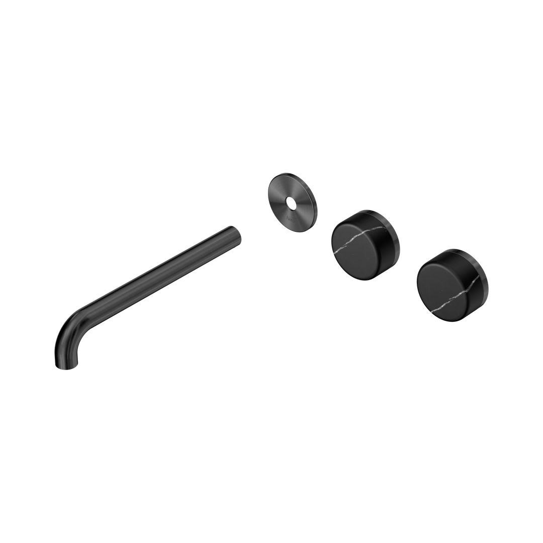 Nero Serenity Wall Basin Set 220Mm Offset Spout - Gunmetal Marquina Black Handle Trim Kit Only
