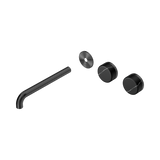 Nero Serenity Wall Basin Set 220Mm Offset Spout - Gunmetal Marquina Black Handle Trim Kit Only